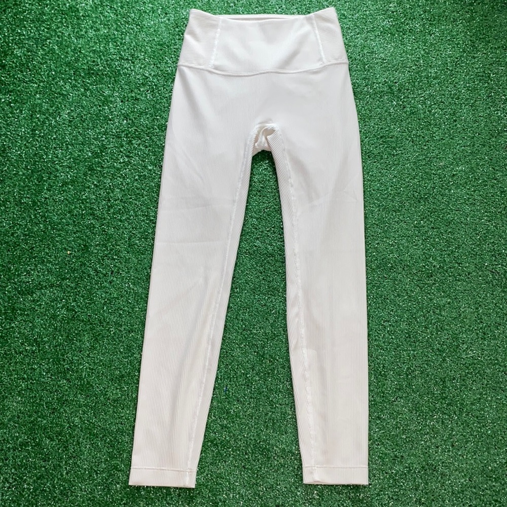 Womens Nylon Spandex Cream Active Leggings